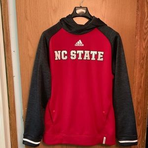 Adidas NC State Men’s Red Hoodie Climawarm Pull Over Hooded Logo Size M